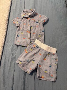 Kids Matching Set - Light Blue Sailboat Print
